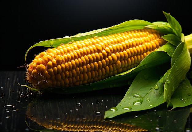 uszy kukurydzy są widoczne na ciemnym stole