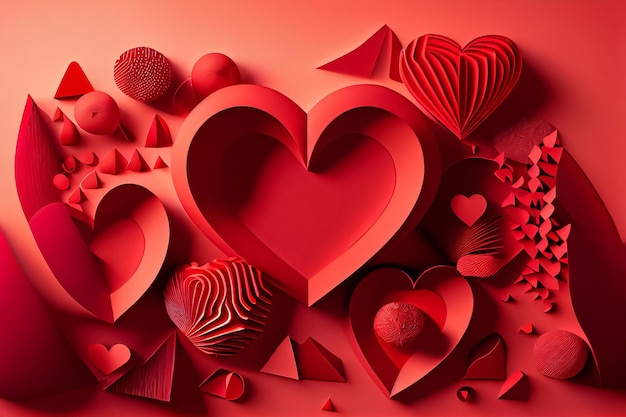 Uwielbiam Walentynki 14 lutego Papercut style 3D ai generowane sztuki