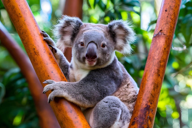 Uwielbiana koala pozuje przed kamerą w swoim naturalnym środowisku