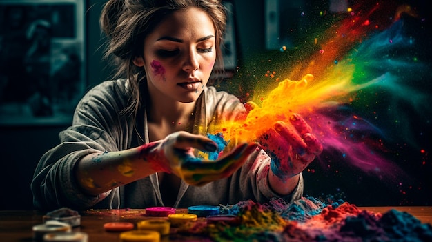 Uwolnij swoją kreatywność Odkrywanie tętniącego życiem świata cyfrowych kolorowych farb Generatywna sztuczna inteligencja
