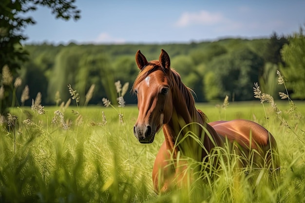 Użytki zielone Bavaria Germany z brązowym koniem