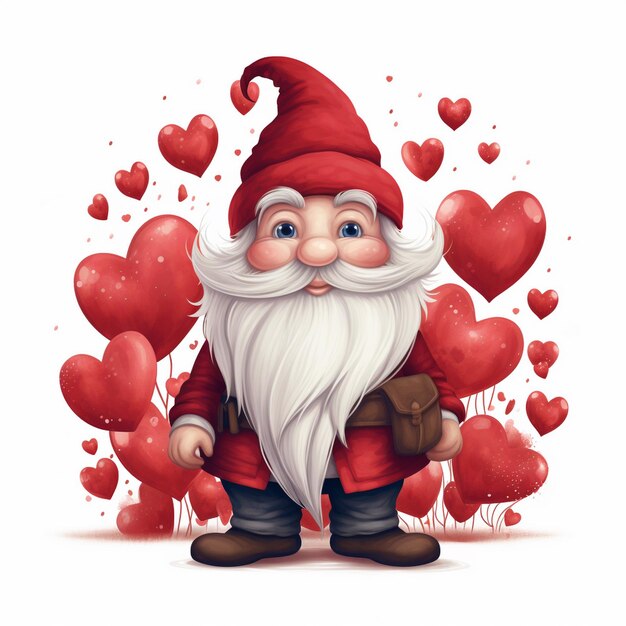 Zdjęcie valentines gnomes czerwone serca clipart