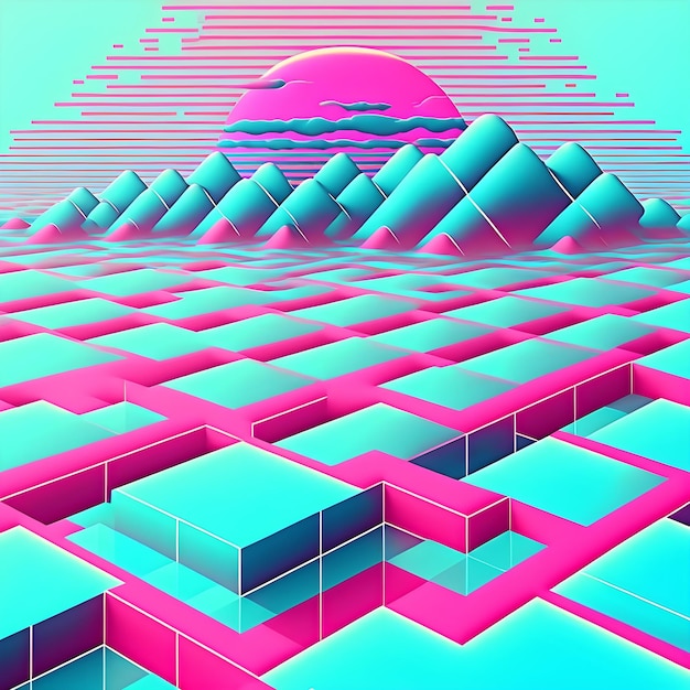 Vaporwave wzór ilustracji w stylu lat 80. i 90