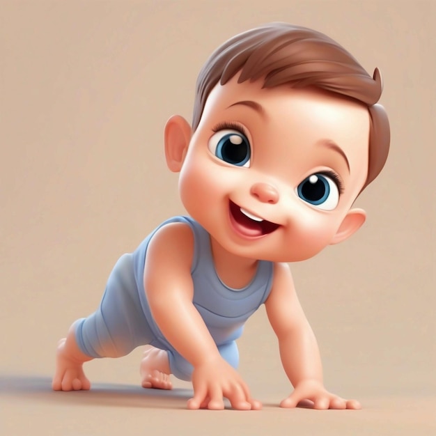 vector cute baby crawling cartoon character 3d design