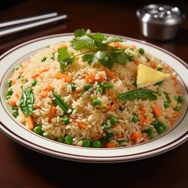 Vegana kapusta smażony ryż lekki i aromatyczny smażone ryż wykonany Vegana kuchnia azjatycka