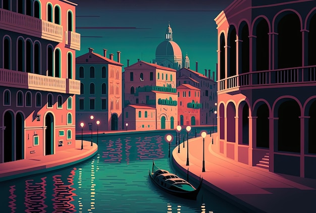 Venices słynny wielki kanał o zmierzchu