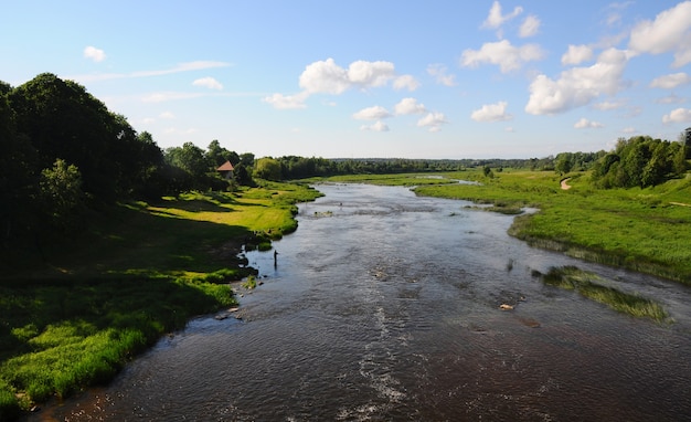 Ventas Rumba Wodospad na rzece Venta. Kuldiga, Łotwa.