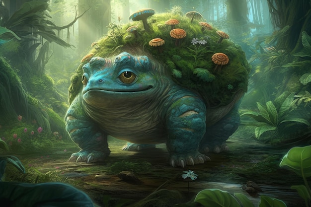 Venusaur słodki potwór science-fiction koncepcja sztuki generatywne AI