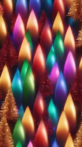 Vertical shot of colorful christmas holiday lights seamless textile pattern 3d illustrated