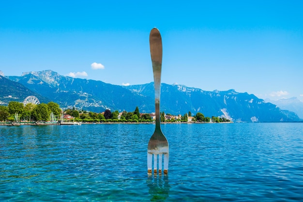 Vevey Fork Jezioro Genewskie w Szwajcarii