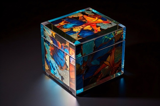 Vibrant Butterfly Glass Box Generatywny arcydzieło sztucznej inteligencji