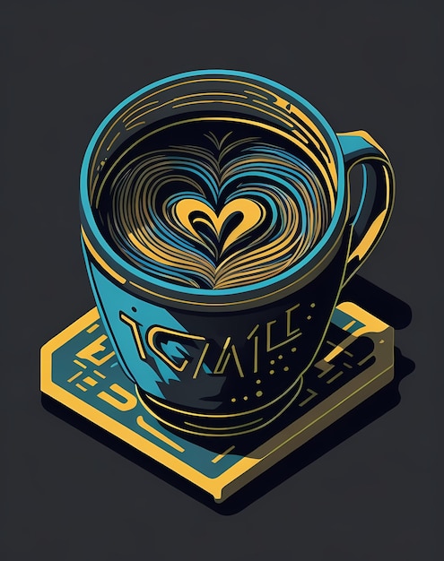 Zdjęcie vibrant coffee cup graphic isometric vector tshirt design