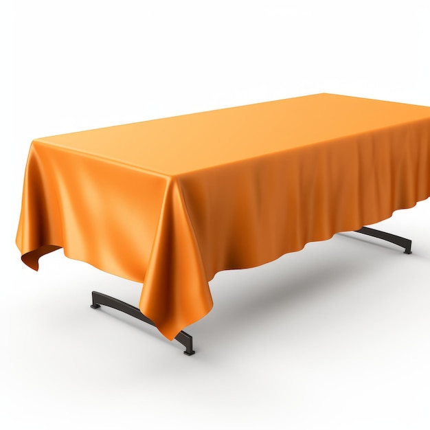 Vibrant Fusion Fotorealistyczna plastikowa okładka stołowa o teksturze 8K z pomarańczową tkaniną na czystej białej ba
