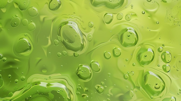 Vibrant Green Bubbles Background Zbliżenie świecących pęcherzyków pływających na zielonym tle idealnym dla projektów i tematów związanych z świeżością i energią natury