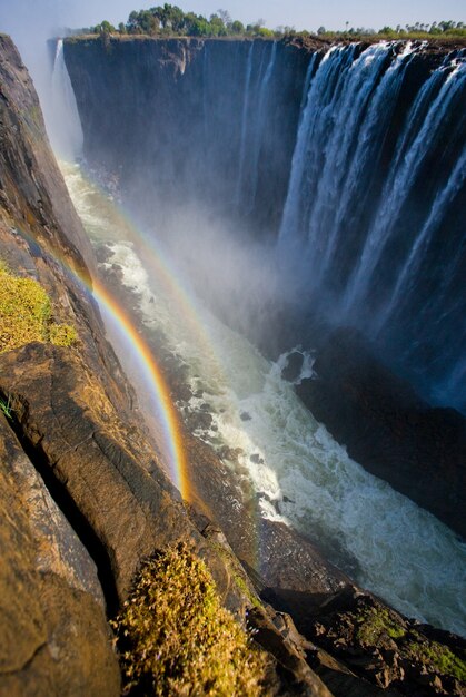 Victoria Falls Ogólny Widok Z Tęczą