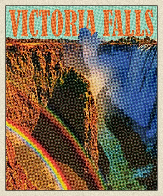 Zdjęcie victoria falls retro travel poster