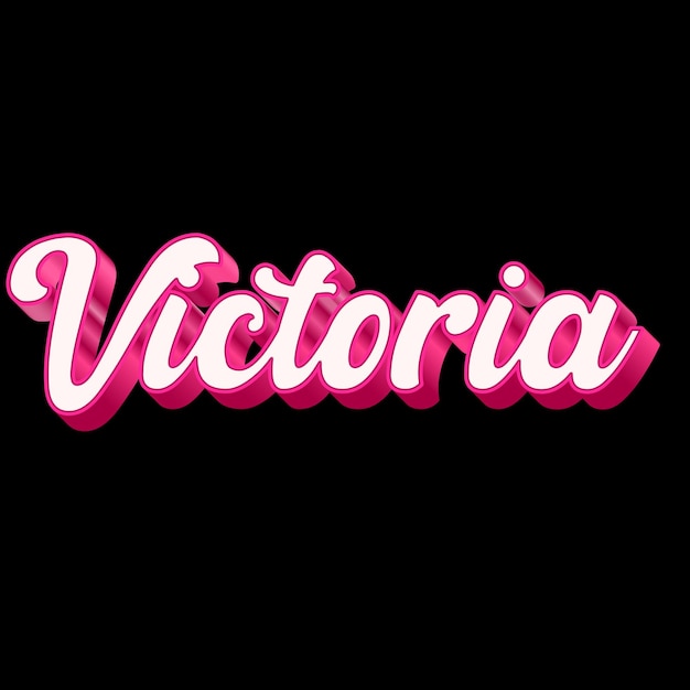 Victoria Typography 3D Design Różowy Czarny Biały Tło Zdjęcie JPG.