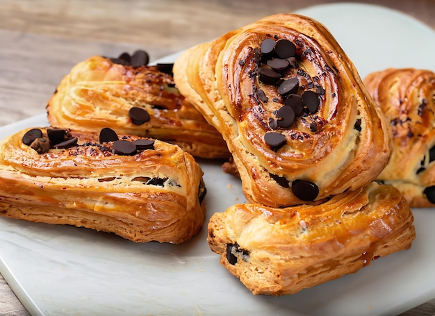 Viennoiserie z chipsami z czoko Viennoisterie to francuskie zdjęcia pieczonych potraw