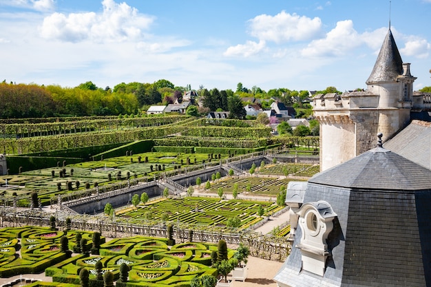 Villandry Francja 20 kwietnia 2014 Zamek i ogrody Villandry Część zamku i ogród