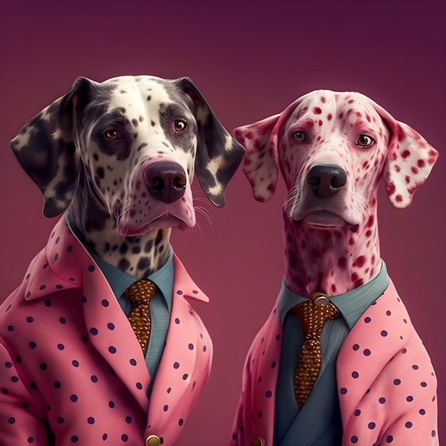 Vinatge Portret psa w kropki odzież antropomorficznego psa