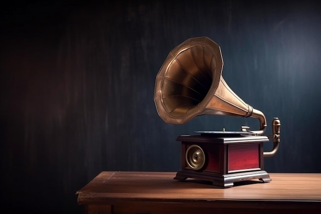 Vintage antyczny akwamaryn gramofon gramofon gramofon na tle koncepcje lat 90. Styl Vintage filtrowane zdjęcie