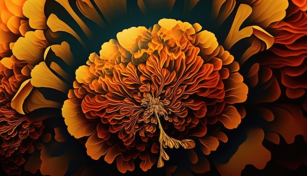 Vintage Botanical Marigold Flower Design autorstwa Generative AI