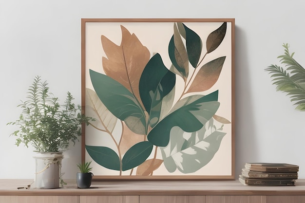 Vintage Botanical Wall Art Abstrakcyjne liście w palecie kolorów Retro