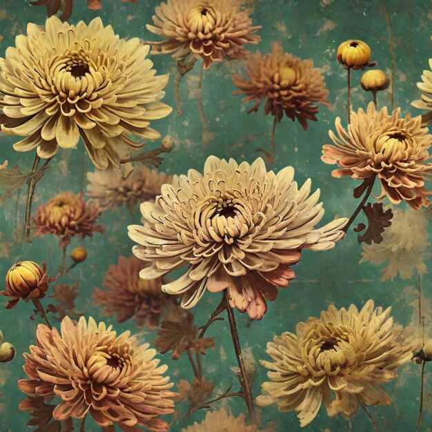 Zdjęcie vintage chrysanthemum elegance retro grunge tekstury
