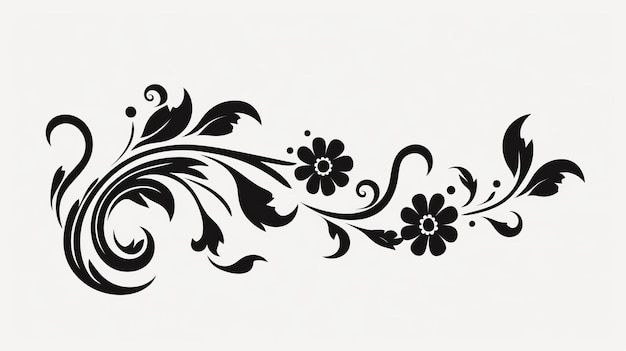 Zdjęcie vintage czarny kwiatowy symbol wirować na białym tle