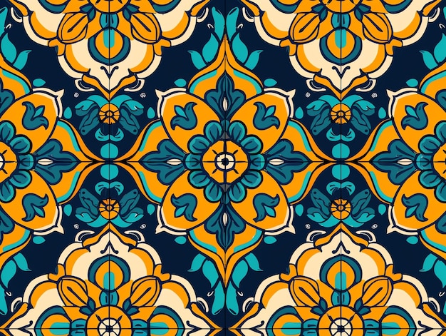 Vintage damask bezszwowy wzór tła orientalny kwiatowy i mandala klasyczny damask ozdoby