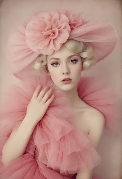 Vintage dziewczyna w różowym