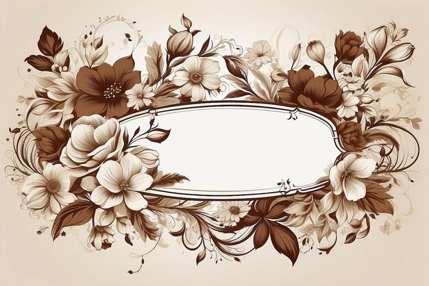 Vintage Floral Frame brązowy i biały