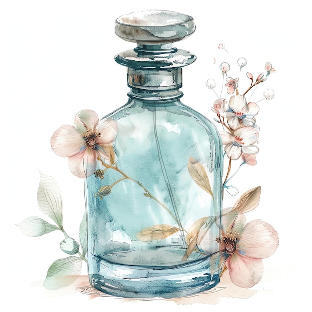 Vintage Glass Chic French Perfume Bottle cottagecore proste życie