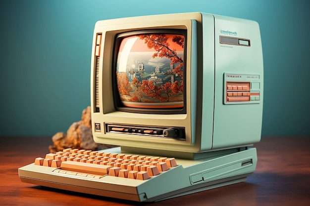 Zdjęcie vintage komputer renderowania 3d