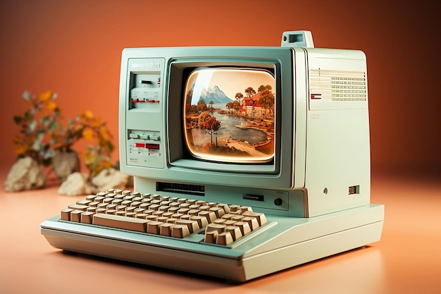 Zdjęcie vintage komputer renderowania 3d
