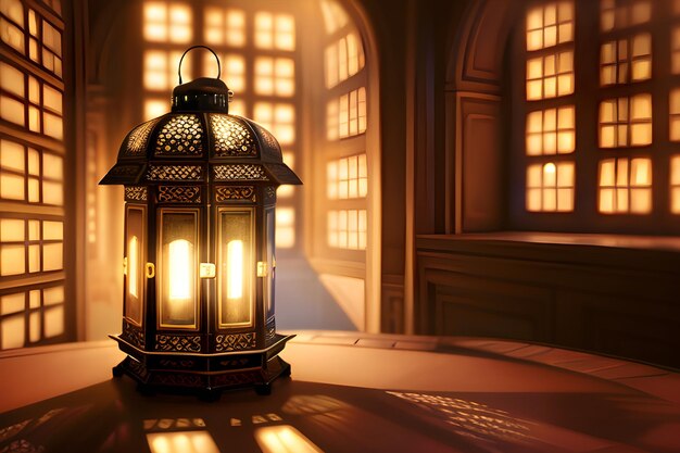 Vintage Lantern Tło dla Ramadan Mubarak Eid z kopią przestrzeni tła Generative AI