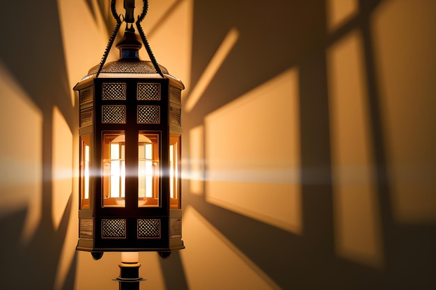 Vintage Lantern Tło dla Ramadan Mubarak Eid z kopią przestrzeni tła Generative AI