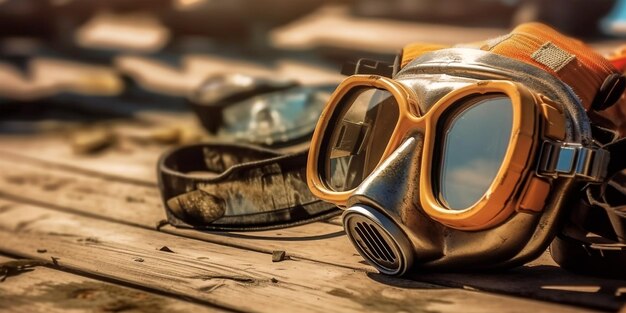 Zdjęcie vintage maska do ochrony dróg oddechowych przed substancjami toksycznymi dla środowiska gazowego
