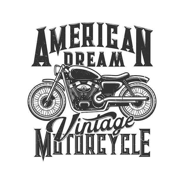 Vintage Motocykl Tshirt Drukuj Makieta Wektor