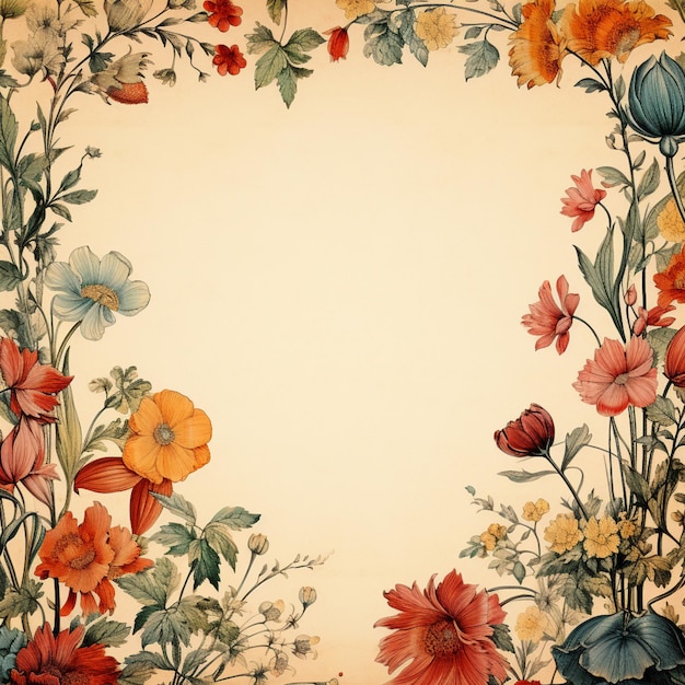 vintage ozdobna ramka z ozdobnymi liniami na postarzanym tle w stylu wzorów liści i kwiatów