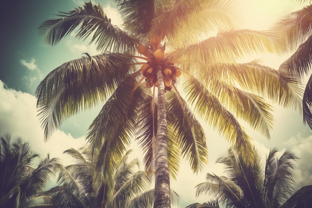 Vintage piękny tropikalny palma vintage filtr