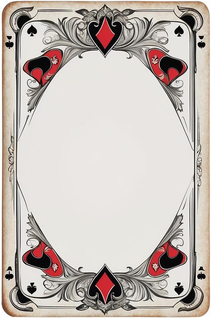 Zdjęcie vintage playing card pusta ramka mockup z białą pustą przestrzeń do umieszczania projektu