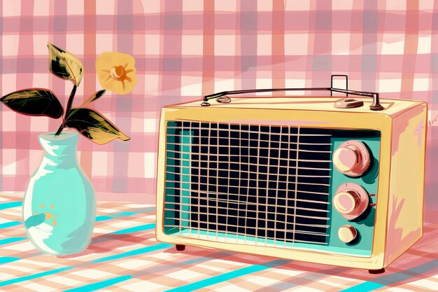 Vintage radio w stylu pop art ilustracji