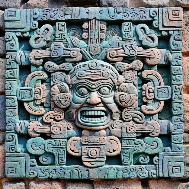 vintage retro starożytny ozdobny ozdobny dachówka przeszklona wystrój Majów Azteków tatuaż projekt wzór sztuka