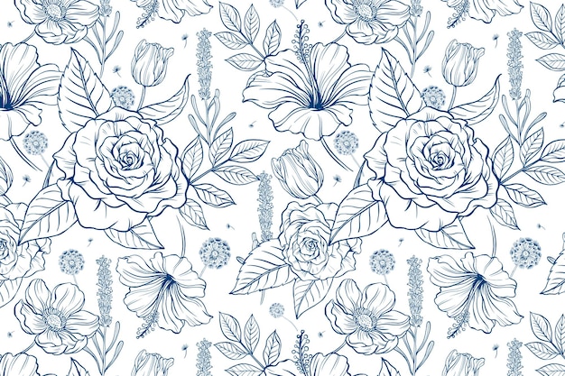 Vintage róża png przezroczysty tło niebieski wzór ilustracja botaniczna