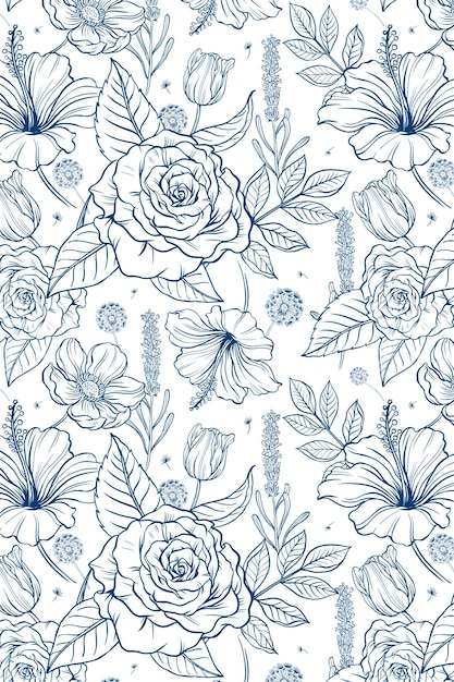 Vintage róża png przezroczysty tło niebieski wzór ilustracja botaniczna
