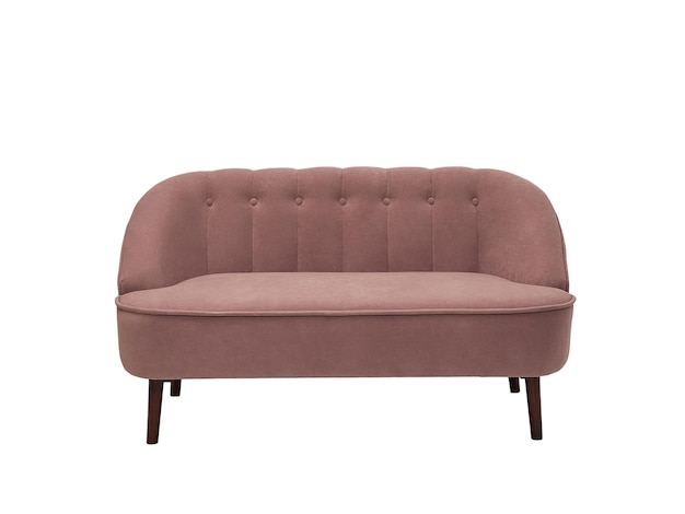 vintage różowa kanapa izolowana na białym tle widok z przodu retro meble kanapy
