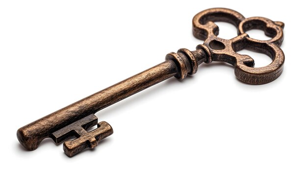 Vintage Skeleton Key izolowany na białym tle