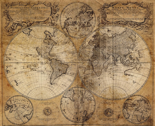 Zdjęcie vintage średniowieczna mapa świata 1626