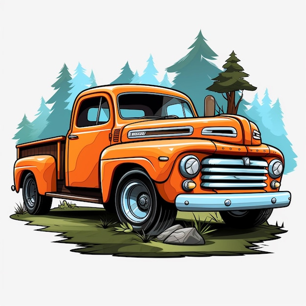 Vintage Truck Ilustracja Ponadczasowa sztuka